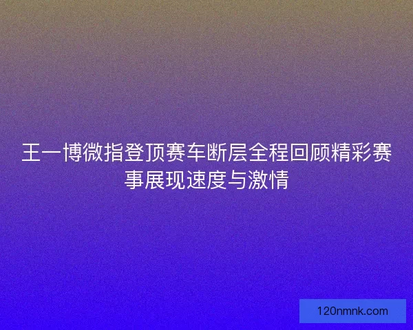 王一博微指登顶赛车断层全程回顾精彩赛事展现速度与激情