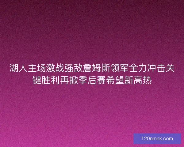 湖人主场激战强敌詹姆斯领军全力冲击关键胜利再掀季后赛希望新高热