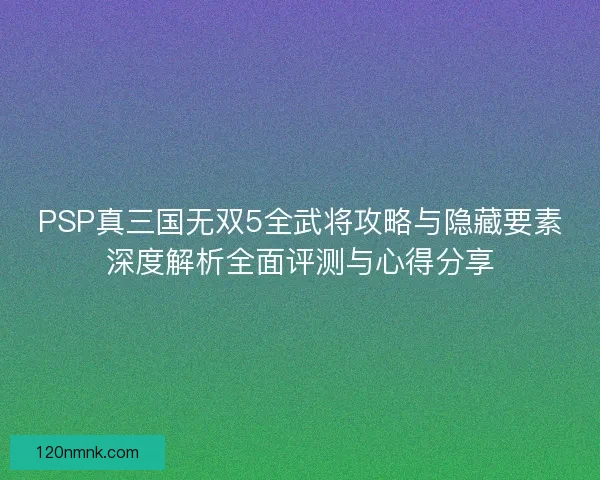 PSP真三国无双5全武将攻略与隐藏要素深度解析全面评测与心得分享