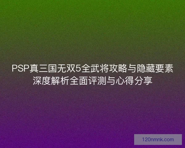 PSP真三国无双5全武将攻略与隐藏要素深度解析全面评测与心得分享