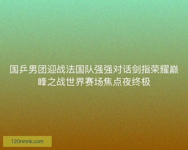 国乒男团迎战法国队强强对话剑指荣耀巅峰之战世界赛场焦点夜终极