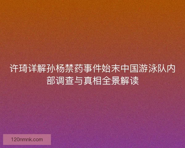 许琦详解孙杨禁药事件始末中国游泳队内部调查与真相全景解读 许琦详解孙杨禁药事件始末中国游泳队内部调查与真相全景解读